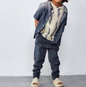 Omamimini Navy and Cream Kids T-Shirt